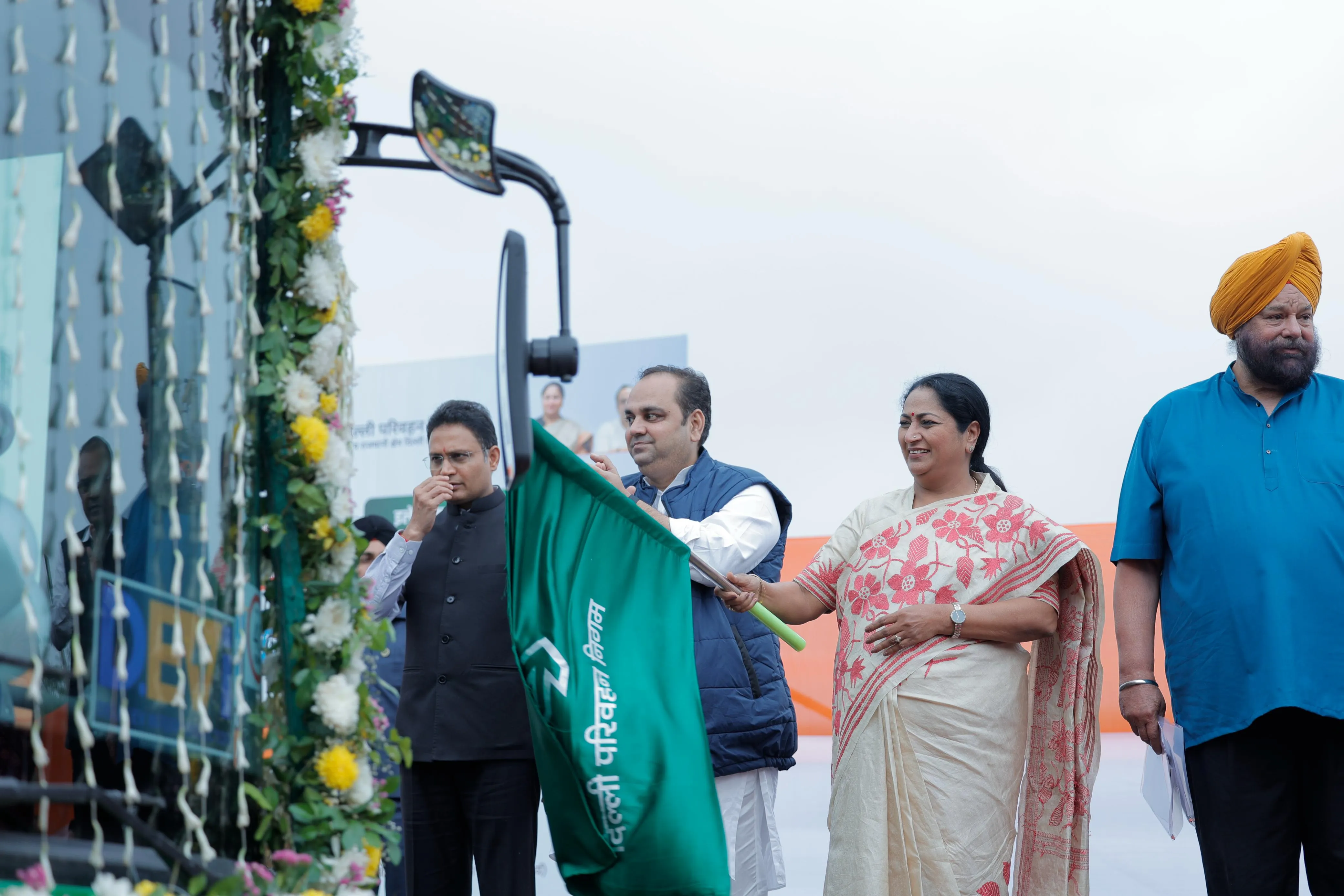 CM Rekha Gupta flags off electric buses, inter-state e-bus service, and ₹24 crore EV subsidies for 12,877 beneficiaries